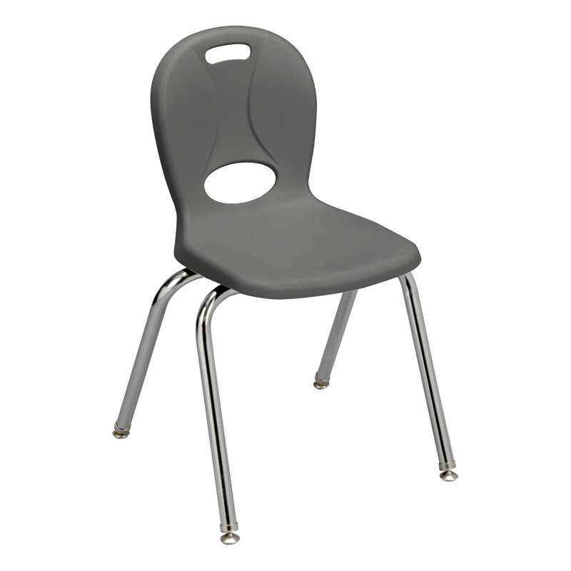Structure Series Plastic Stacking Classroom Chairs with Contoured Seats (Set of 4), Graphite, 10"