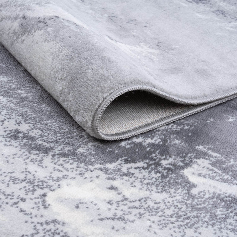 Elaris Collection Rectangle Marble Area Rug, Grey, 200X290 cm