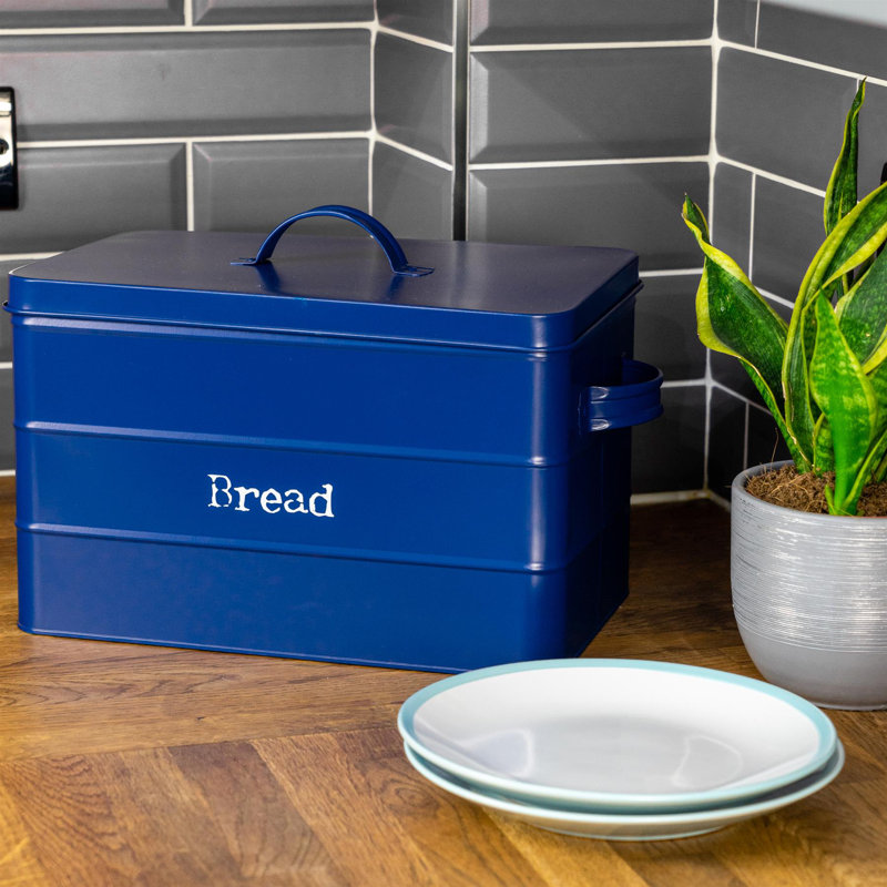 Harbour Housewares - Vintage Metal Kitchen Bread Bin, Navy