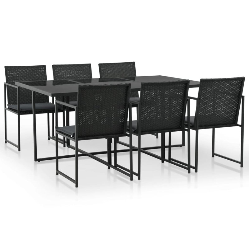 8 - Person Wicker Patio Dining Set with Rectangular Table, Gray, 4