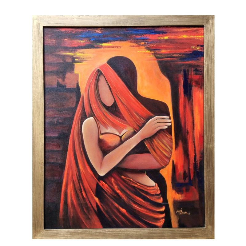 Moment d'amour | Acrylique sur toile | Par Alka Sengar | Avec cadre