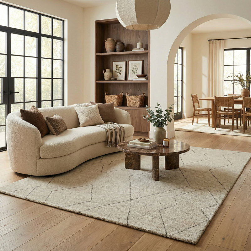 Tapis d'intérieur beige de la collection Tapis Jyaire, Rectangle 6 pi 8 po x 9 pi 7 po