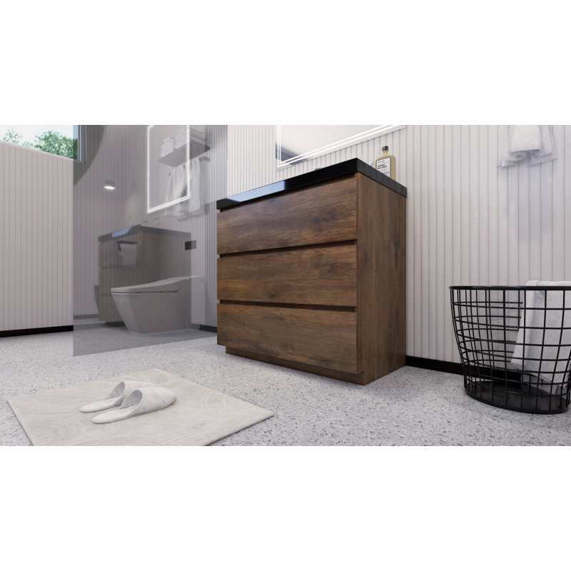 Reyes 35 " Single Bathroom Vanity Base, Rosewood