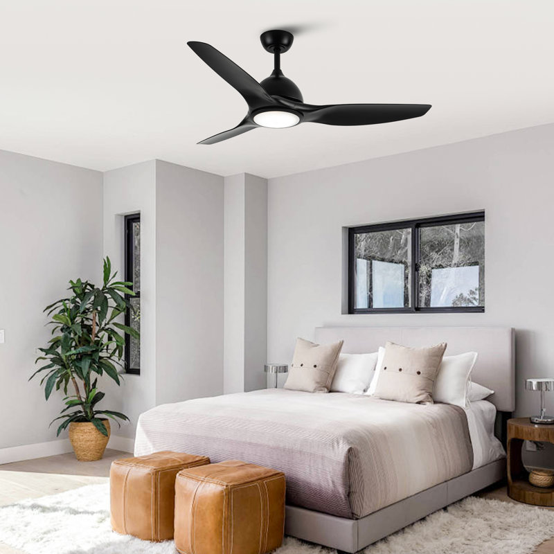 Vaczon 52" Modern Propeller Dimmable Ceiling Fan with LED Lights and Remote Control, 6 Speeds Reversible DC Motor, 3 Color Lights, Timer, 4''/10'' Downrods, for Indoor/Covered Outdoor Use