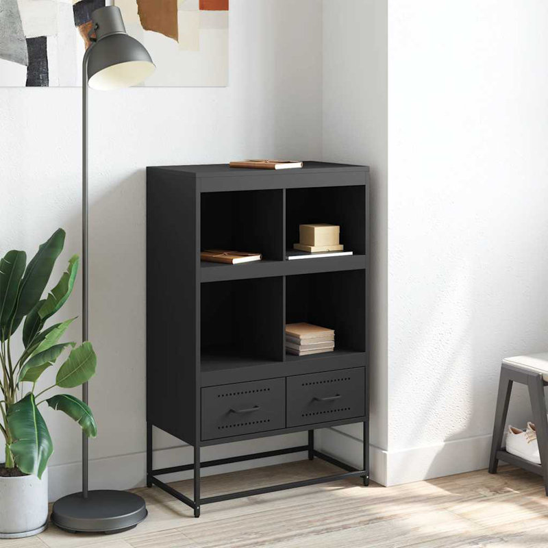 Buffet haut en acier laminé à froid noir vidaXL 26,8 po x 15,4 po x 43,9 po, Noir