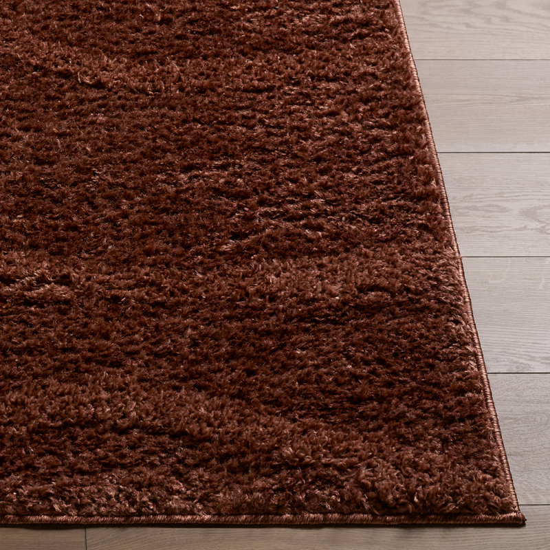 Rodos-Modern Soft Plush Pile Living Bedroom Rug, Rust, Rectangle 160 x 213cm