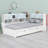 Modern Daybed Frame with 2 Drawers and Open Shelves, LED Lighting & USB-128931958