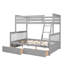 Lit superposé simple au-dessus de double avec tiroirs, échelle, conception convertible, cadre en bois massif et garde-corps pour enfants et adolescents-1114574441