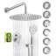 Ensemble de robinetterie de douche, système de douche effet pluie avec pommeau de douche rond de 25 cm et douchette à main, accessoires de salle de bain muraux avec robinetterie et garniture en laiton, nickel brossé