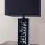 Lampe de table en nickel 28 po, abat-jour en tissu noir, panneau de verre et décorations à DEL-1736547516-1736547519