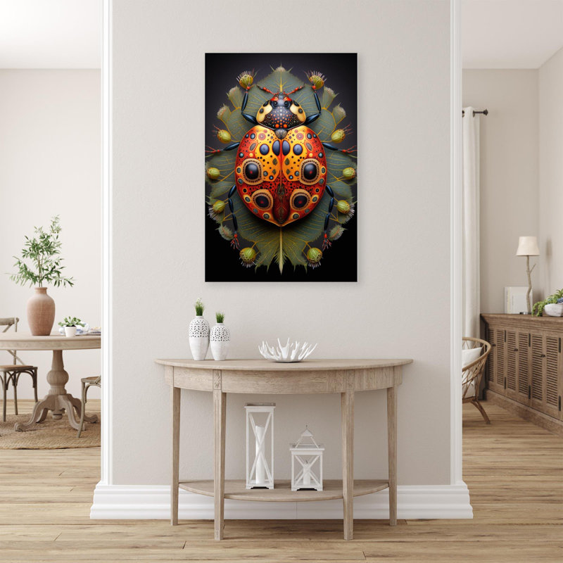 Fleurs sauvages et coccinelle, impression sur toile tendue, H 36 po x L 24 po x l 1,25 po