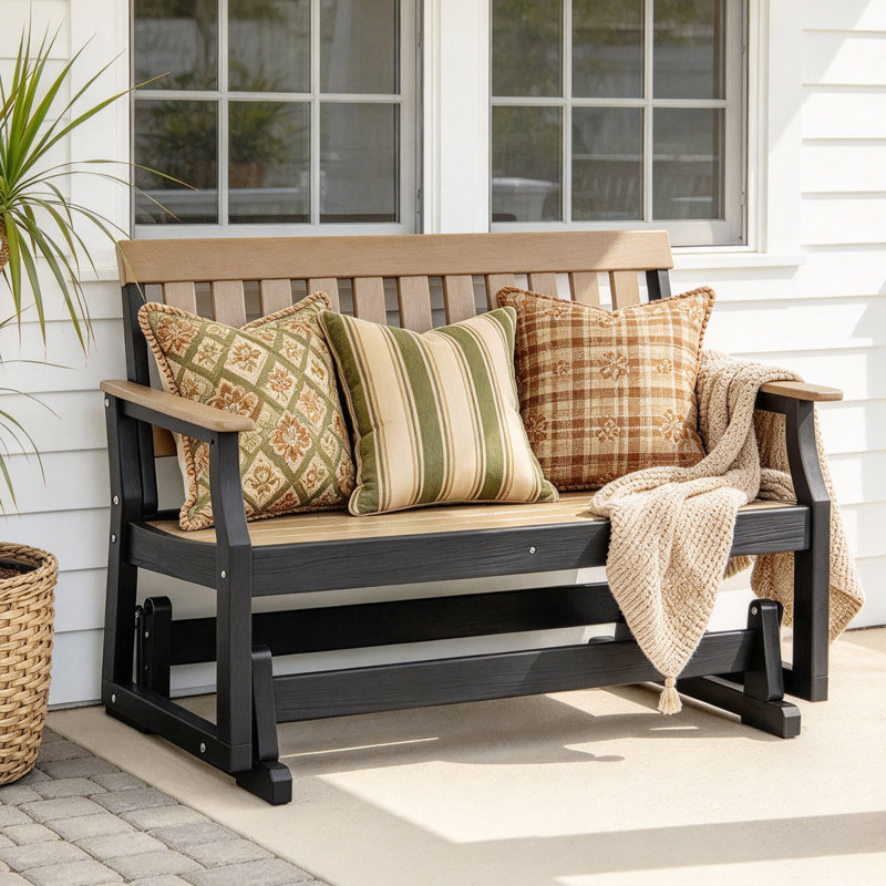 Banc oscillant 2 places en PEHD bicolore noir et brun