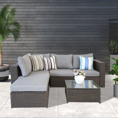Latitude Run® Outdoor Furniture 5-Seater Wicker Rattan Sectional Sofa Set -  F52918CF696F434A9384EA8380E8AE19
