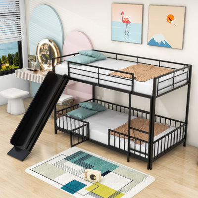 Twin Over Twin Metal Bunk Bed With Slide And Ladder by Isabelle & Max