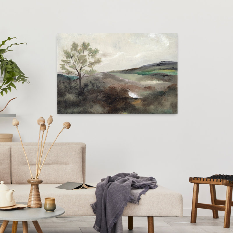 «Misty Countryside Tree Peaceful Serene Tranquil Landscape Nature», art mural
