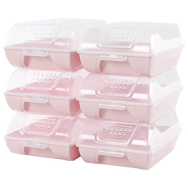 6 Pair Stackable Shoe Storage Box, Light Blue