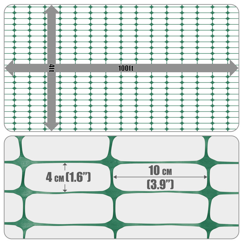 Rouleau de clôture en plastique avec grillage 1,6 po x 3,9 po, Vert