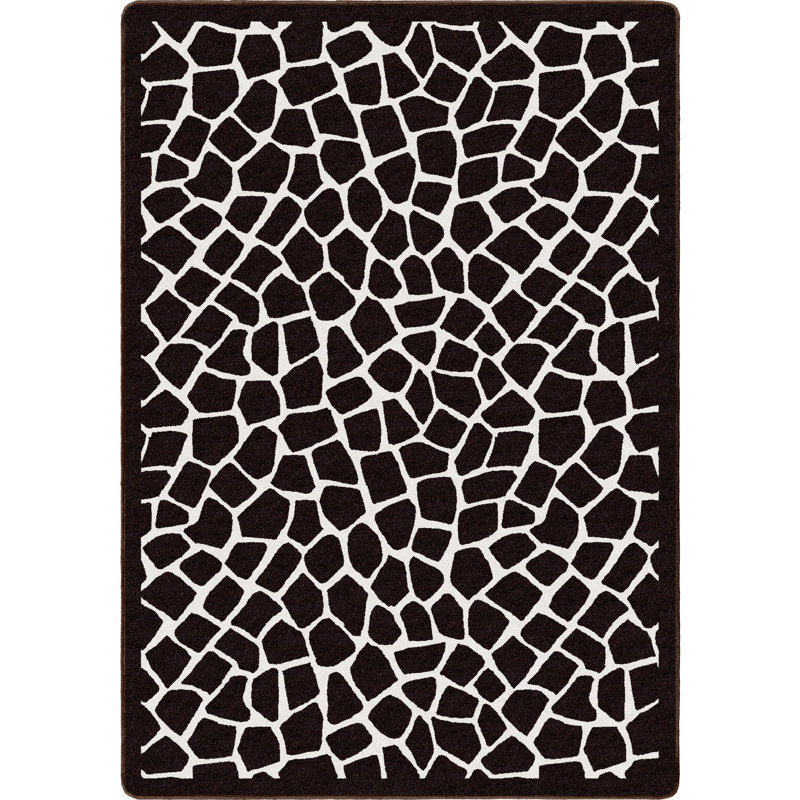 African Plains Dark Giraffe, Rectangle 2'8" x 3'10", Black/White