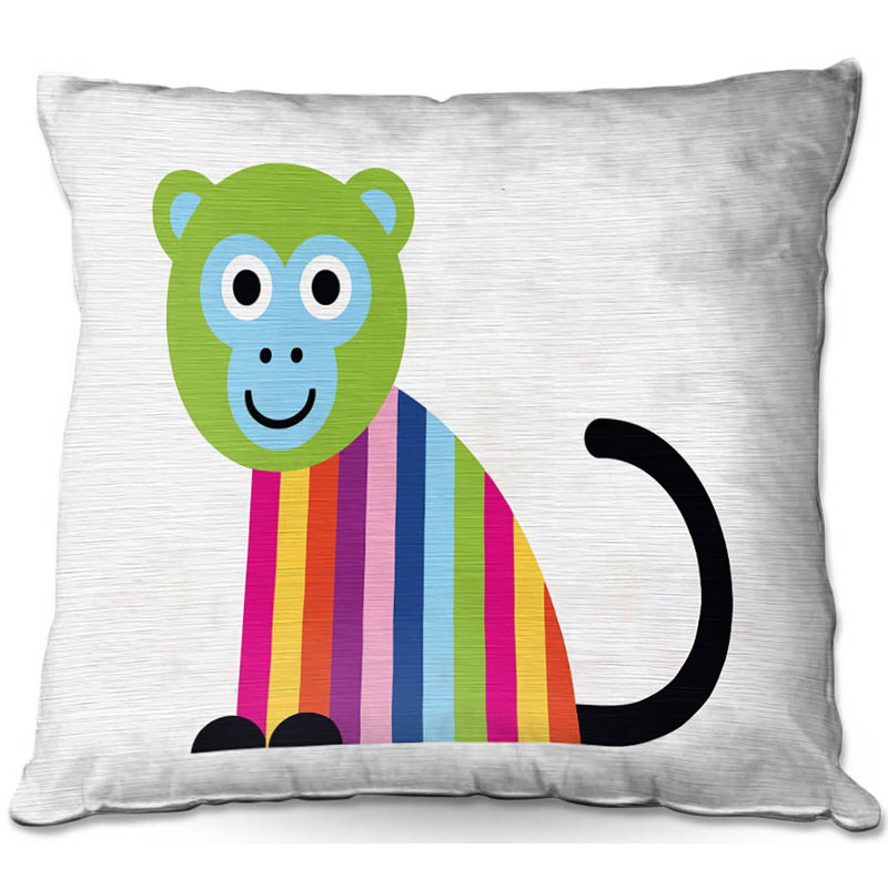 Couch Rainbow Monkey Throw Pillow, 18" x 18"