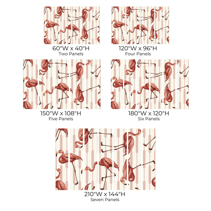 Papier peint de qualité supérieure - Motif flamant rose, L 144 po x l 210 po