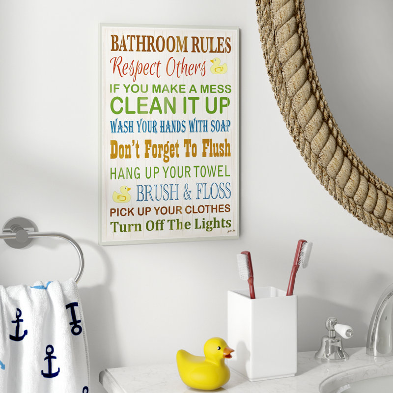 Art textuel, salle de bain, Plaque murale, H 19 po x l 13 po x P 0,5 po