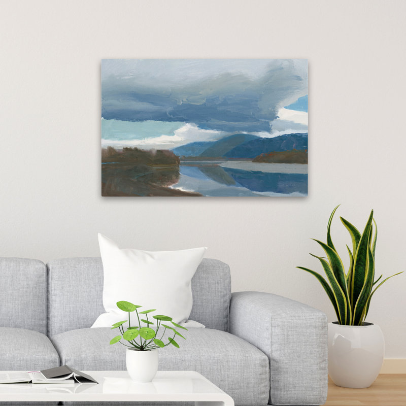 «Blue and Brown A River View Art», 24" H x 36" W