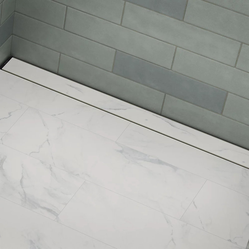 Linear Grid Shower Drain, Bright Silver