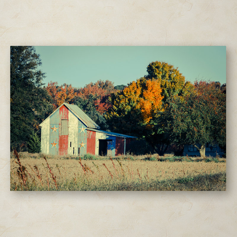 Keona Patriotic Barn in Field, reproduction de photo sur toile tendue, H 12 po x l 19 po x P 2 po