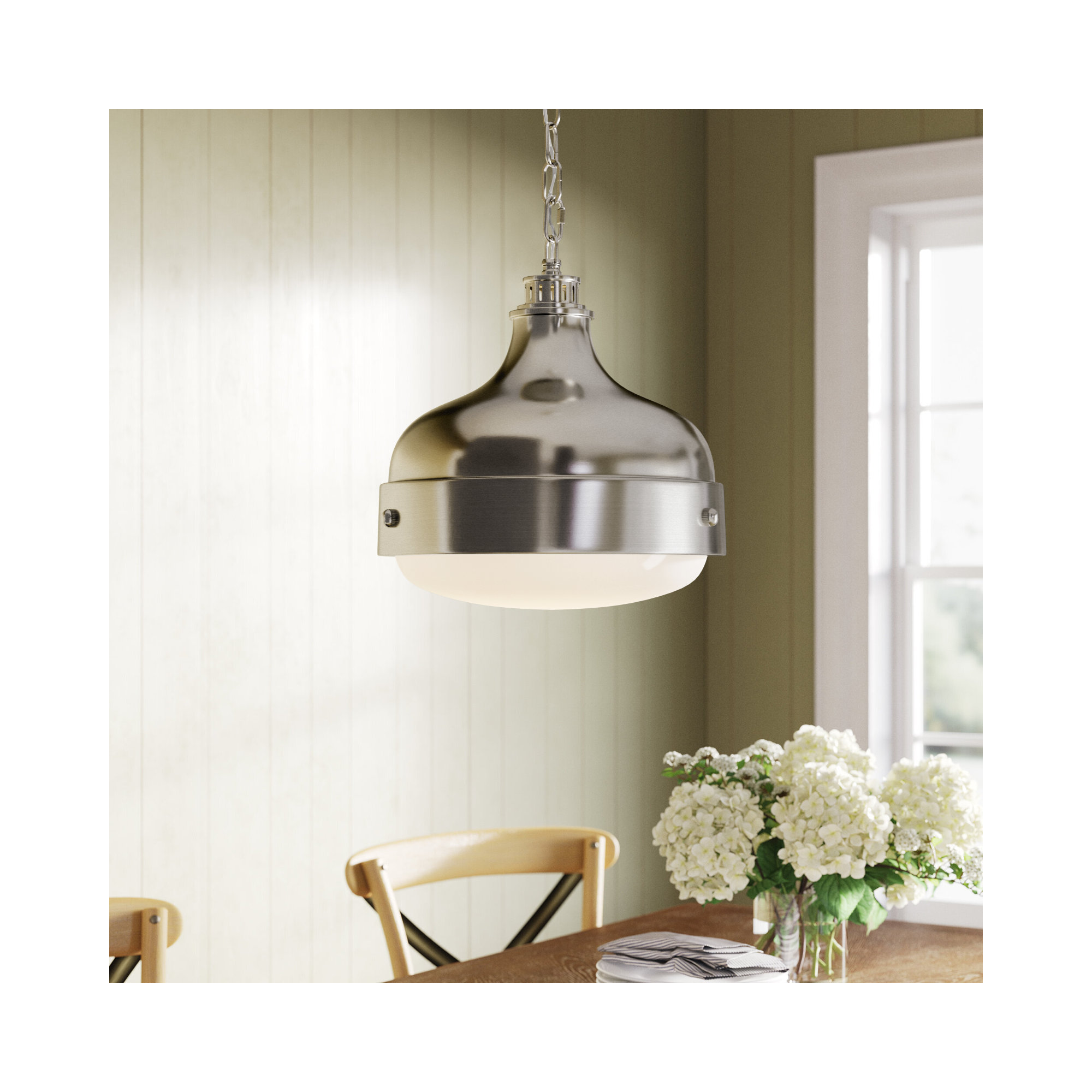 Tulane Glass Dimmable Pendant, 13.125" H x 13" W x 13" D, Dark Antique Brass / Matte Black