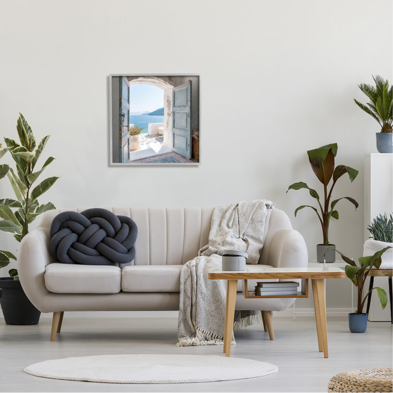 «Coastal Greek Villa On Wood» par LSR Design Studio, impression, H 24 po x l 24 po x P 1,5 po, Estampe numérique Farmhouse