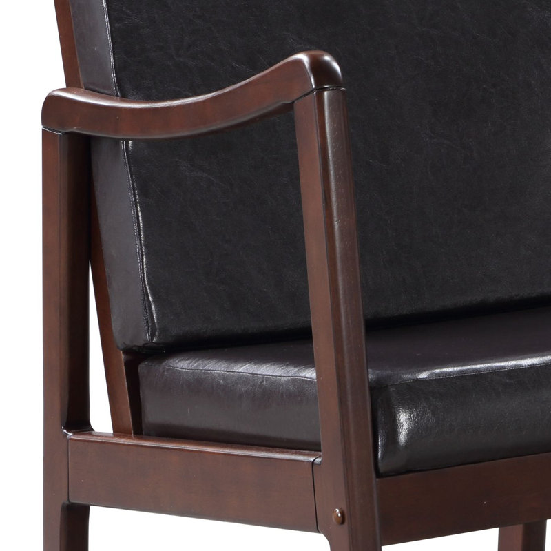Chaise berçante en cuir synthétique brun foncé avec finition espresso | Idée de cadeau