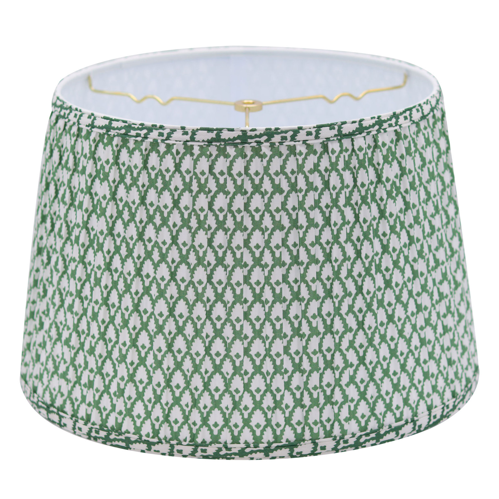 Empire Hardback Lampshade With Washer Fitter, White, Green/White, 9.5" H x 14" W x 14" D