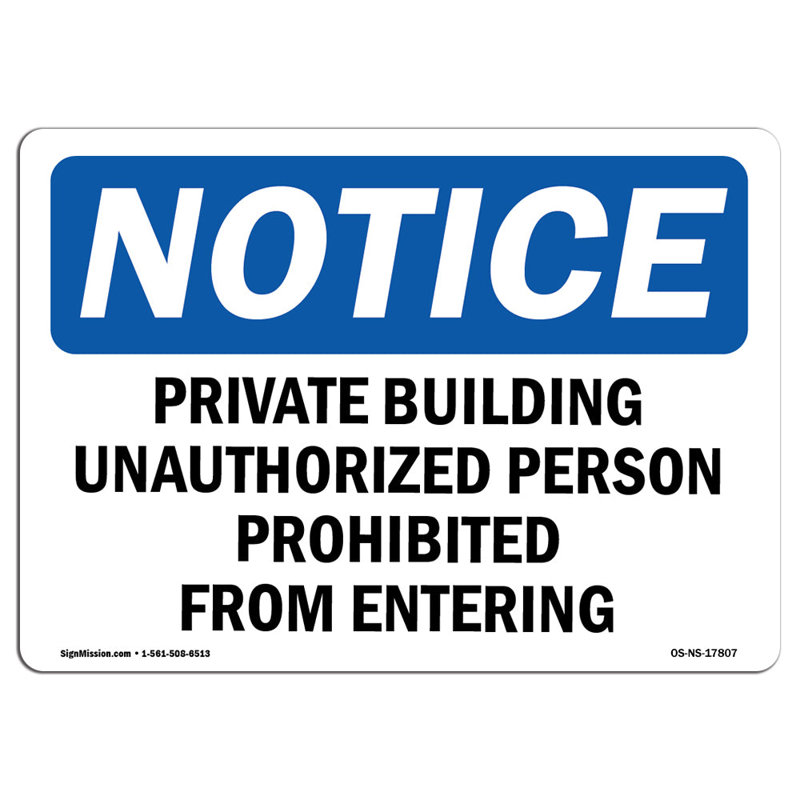 Private Building Unauthorized Persons Prohibited Sign