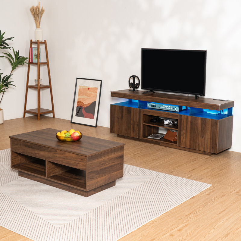 Alori Unfinished TV Stand for TVs up to 70", Walnut