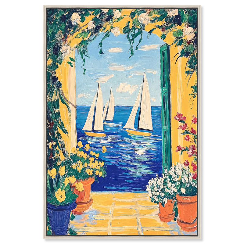 «Coastal View Fun Pet», reproduction d'art sur toile par Art Remedy, H 45 po x l 30 po, Toile tendue avec châssis