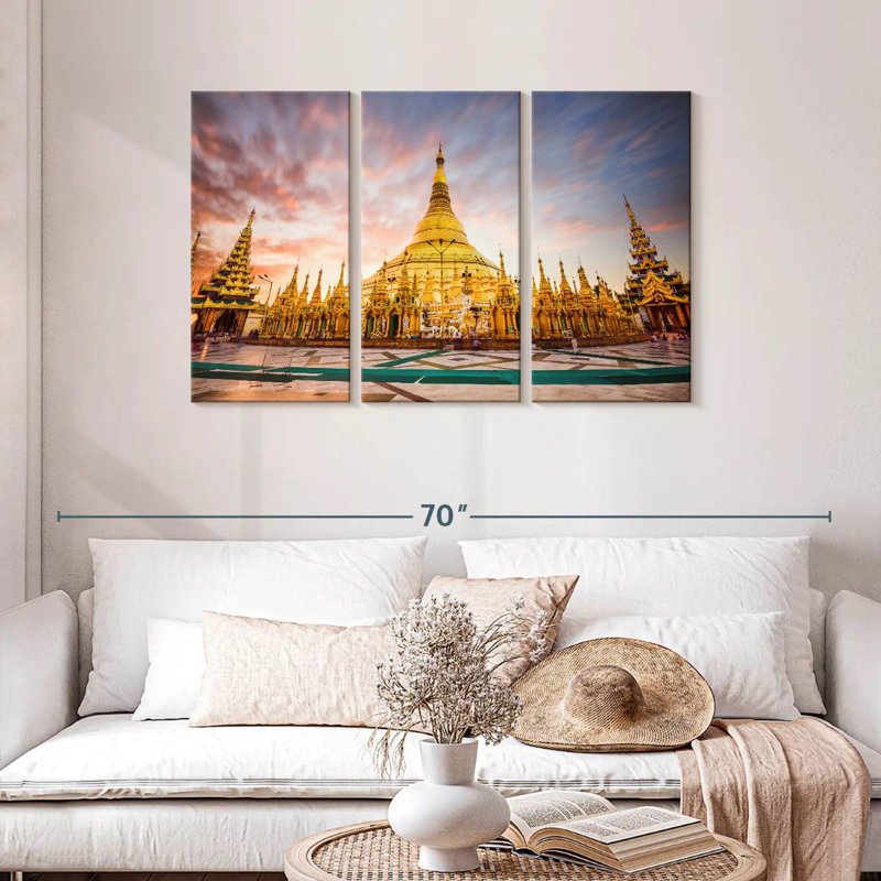 Shwedagon Pagoda Myanmar, 28" H x 45" W