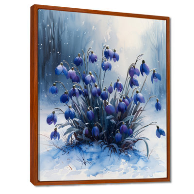 Mauve, blanc, neige enneigée, hiver, gouttes de neige, fleurs, salon d'art mural