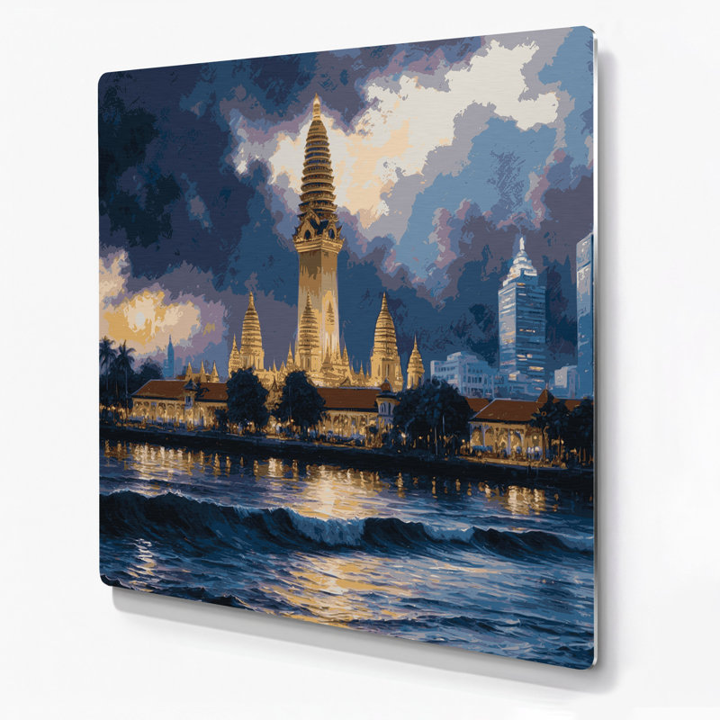 Art mural gris en cités villes Colombo, H 144 po x l 144 po x P 0,05 po