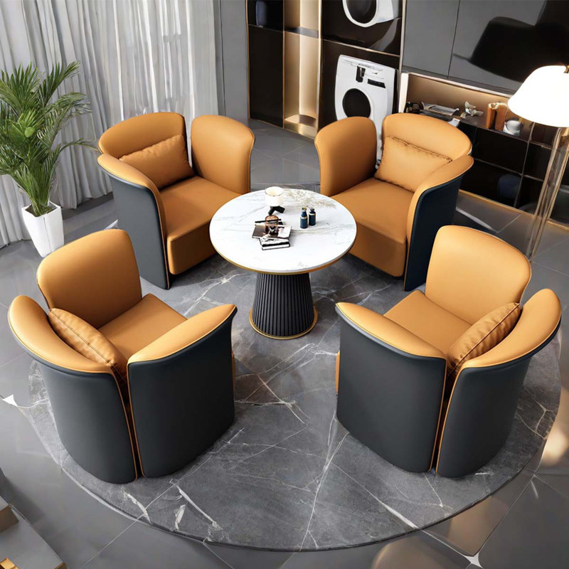 Ensemble de canapé noir et orange