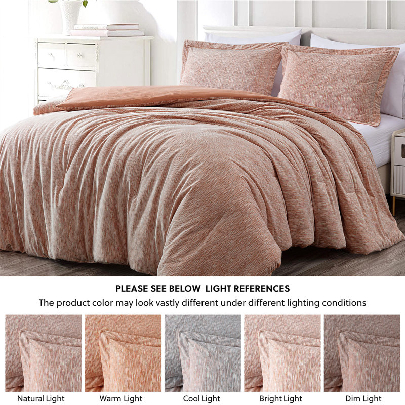 King Orange Velvet Reversible Comforter Set