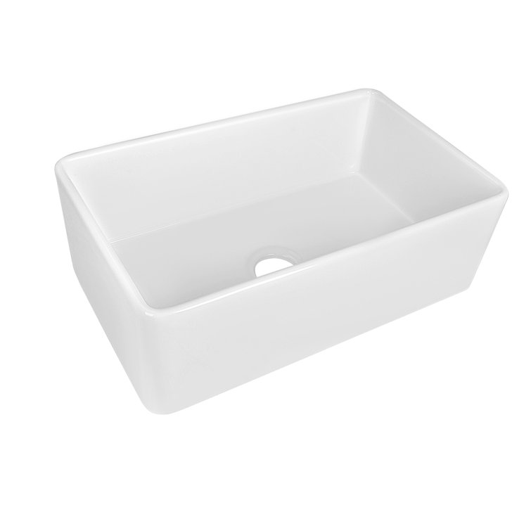 DV-1K510 Grove 30" L X 18" W Rectangular White Single Basin Fireclay Farmhouse / Apron Kitchen Sink with Grid and Strainer