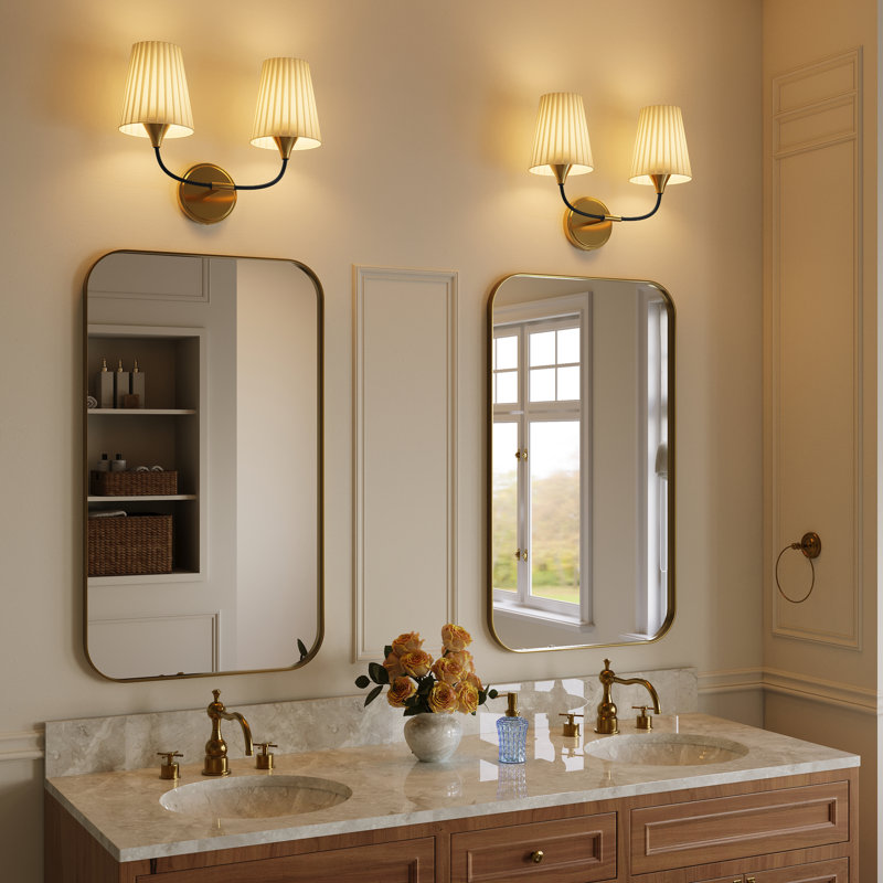 ETL Listed 2-Light Modern Dimmable Bathroom Vanity Light with Fabric Shades, 2