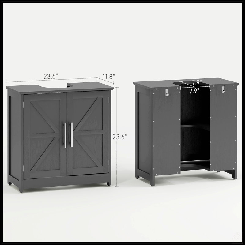 Armoire de salle de bain sous le lavabo rustique brun avec 2 portes et une tablette réglable pour un rangement efficace