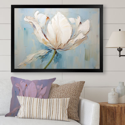 Minimalisme, tulipes blanches et bleues sur toile