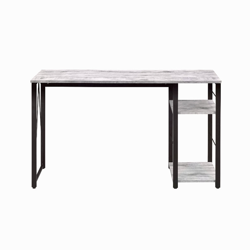 Rectangular Writing Desk With 2 Tier Shelf, White