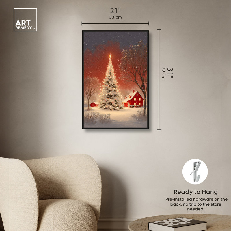 Décoration murale de Noël Winter Art Glow par Art Remedy, cadre noir, 20 x 30, H 31 po x l 21 po, Structure noire