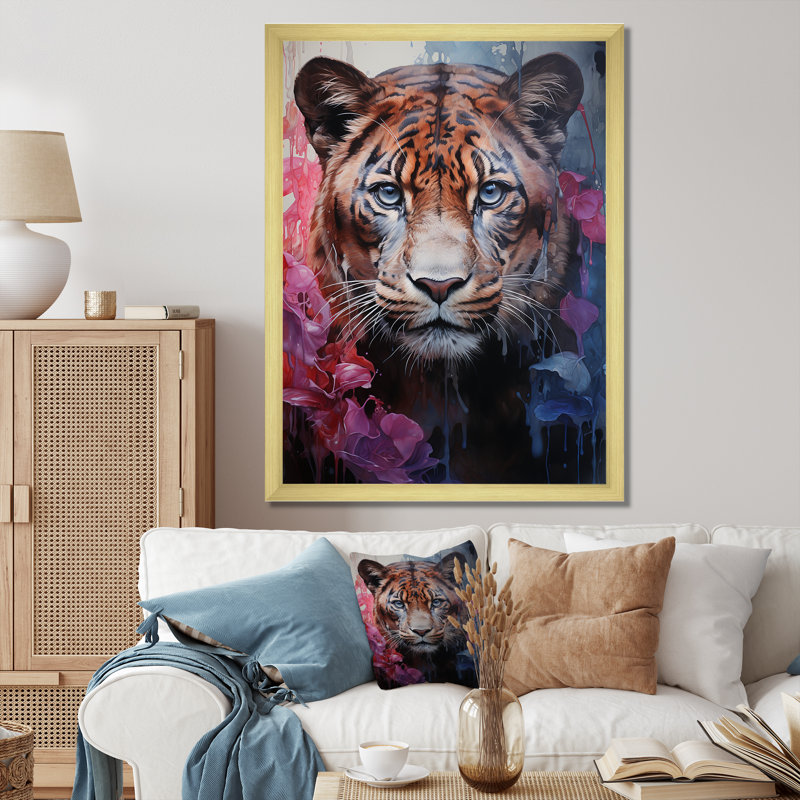 «White Pink Panther», reproduction sur toile, H 32 po x l 24 po x P 1 po, Cadre photo doré