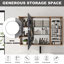 Armoire de toilette 41,4 po avec rangement, armoire à pharmacie murale avec porte miroir, tablettes en verre réglables, contreplaqué
