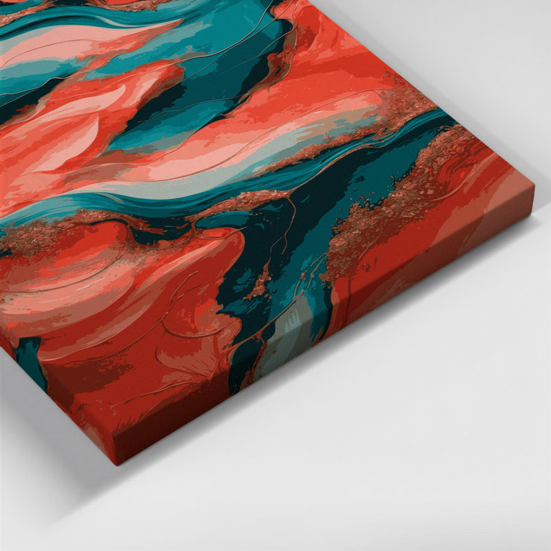 Abstrait paysage 92, art mural sur toile brune, H 24 po x l 20 po