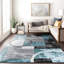 Tapis moderne performance gris, ivoire et bleu à motif abstrait Fanton-2111089913-2029922345